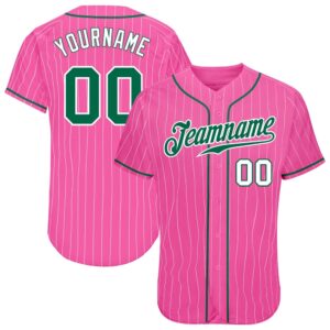Pink White Pinstripe Kelly Green-White Authentic Baseball…