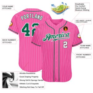 Pink White Pinstripe Kelly Green White Authentic Baseball Jersey Custom Baseball Jersey Personalized Sport Jersey 2 jnarac.jpg