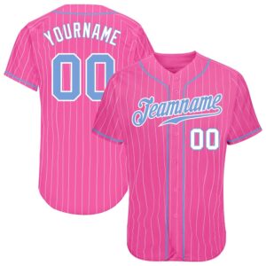 Pink White Pinstripe Light Blue-White Authentic Baseball…