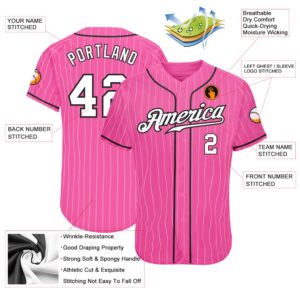 Pink White Pinstripe White Black Authentic Baseball Jersey Custom Baseball Jersey Personalized Sport Jersey 2 lhmfms.jpg
