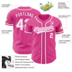 Pink White Pinstripe White Authentic Baseball Jersey Custom Baseball Jersey Personalized Sport Jersey 2 pt9to2.jpg