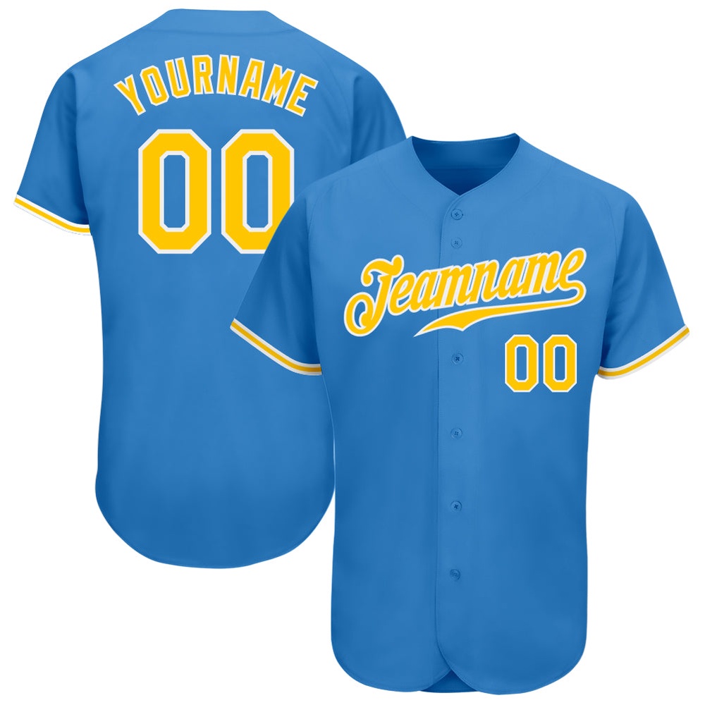Powder Blue Gold-White Authentic Baseball Jersey, Custom Baseball Jersey, Personalized Sport Jersey Powder Blue Gold-White Authentic Baseball Jersey, Custom Baseball Jersey, Personalized Sport Jersey