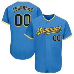 Powder Blue Navy Gold-White Authentic Baseball Jersey,…