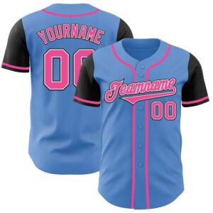 Powder Blue Pink-Black Authentic Two Tone Baseball…