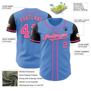 Powder Blue Pink Black Authentic Two Tone Baseball Jersey Custom Baseball Jersey Personalized Sport Jersey 2 o2lc9h.jpg