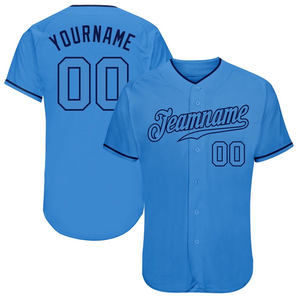 Powder Blue Powder Blue-Navy Authentic Baseball Jersey, Custom Baseball Jersey, Personalized Sport Jersey Powder Blue Powder Blue-Navy Authentic Baseball Jersey, Custom Baseball Jersey, Personalized Sport Jersey