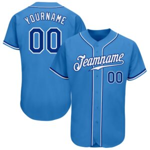 Powder Blue Royal-White Authentic Baseball Jersey, Custom…