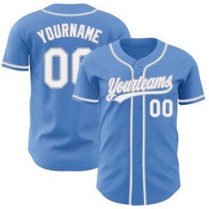 Powder Blue White-Gray Authentic Baseball Jersey, Custom…