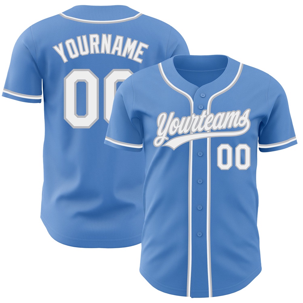 Powder Blue White-Gray Authentic Baseball Jersey, Custom Baseball Jersey, Personalized Sport Jersey Powder Blue White-Gray Authentic Baseball Jersey, Custom Baseball Jersey, Personalized Sport Jersey