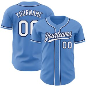 Powder Blue White-Navy Authentic Baseball Jersey, Custom…