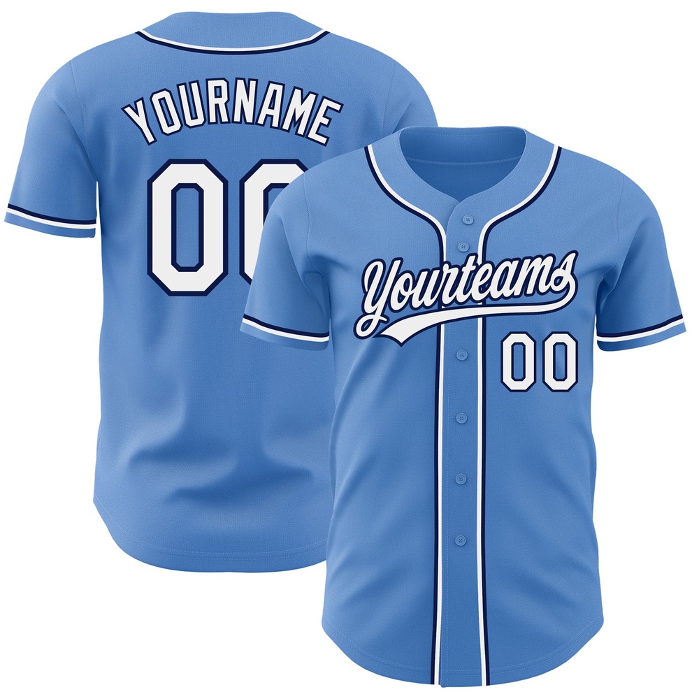 Powder Blue White-Navy Authentic Baseball Jersey, Custom Baseball Jersey, Personalized Sport Jersey Powder Blue White-Navy Authentic Baseball Jersey, Custom Baseball Jersey, Personalized Sport Jersey
