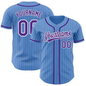 Powder Blue White Pinstripe Purple Authentic Baseball…