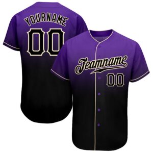 Purple Black-Cream Authentic Fade Fashion Baseball Jersey,…