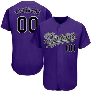 Purple Black-Gray Authentic Baseball Jersey, Custom Baseball…