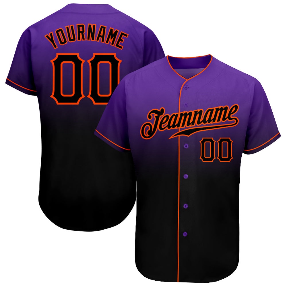 Purple Black-Orange Authentic Fade Fashion Baseball Jersey, Custom Baseball Jersey, Personalized Sport Jersey Purple Black-Orange Authentic Fade Fashion Baseball Jersey, Custom Baseball Jersey, Personalized Sport Jersey