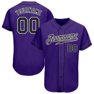 Purple Black-White Authentic Baseball Jersey, Custom Baseball…