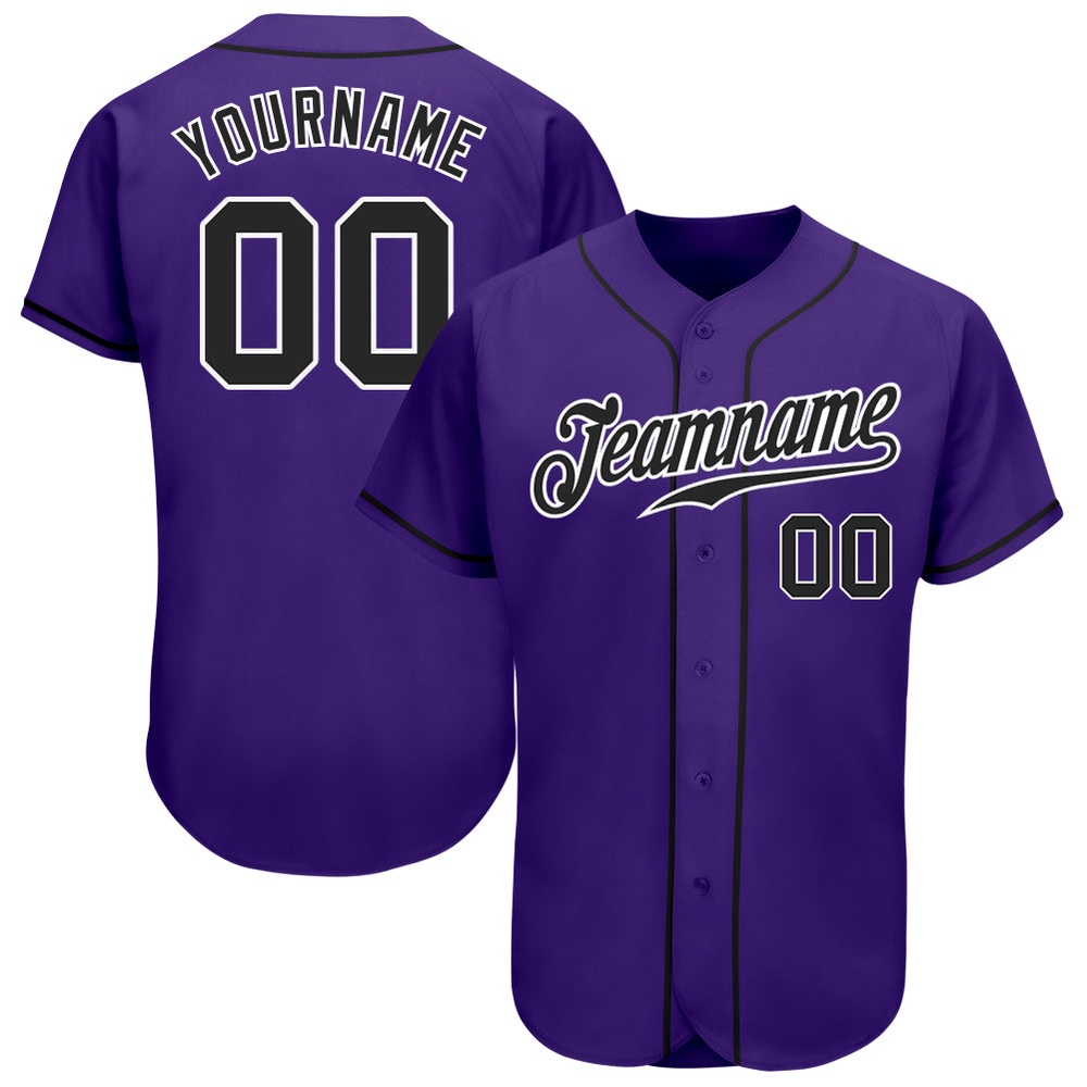 Purple Black-White Authentic Baseball Jersey, Custom Baseball Jersey, Personalized Sport Jersey Purple Black-White Authentic Baseball Jersey, Custom Baseball Jersey, Personalized Sport Jersey