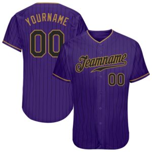 Purple Black Pinstripe Black-Old Gold Authentic Baseball…
