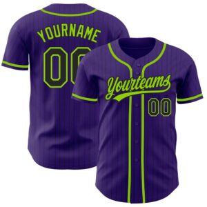 Purple Black Pinstripe Neon Green Authentic Baseball…