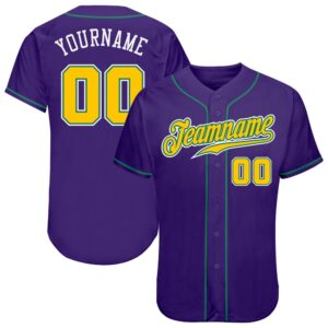 Purple Gold-Kelly Green Authentic Baseball Jersey, Custom…