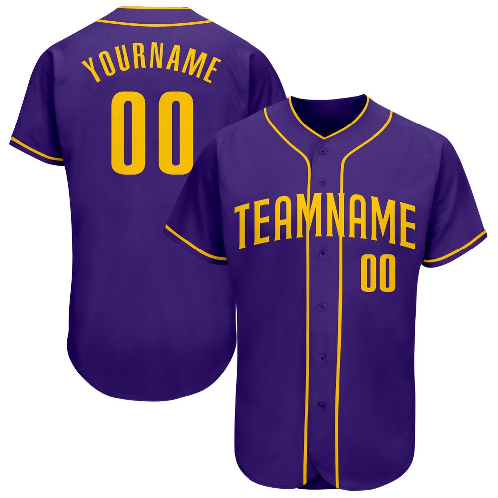 Purple Gold Authentic Baseball Jersey, Custom Baseball Jersey, Personalized Sport Jersey Purple Gold Authentic Baseball Jersey, Custom Baseball Jersey, Personalized Sport Jersey