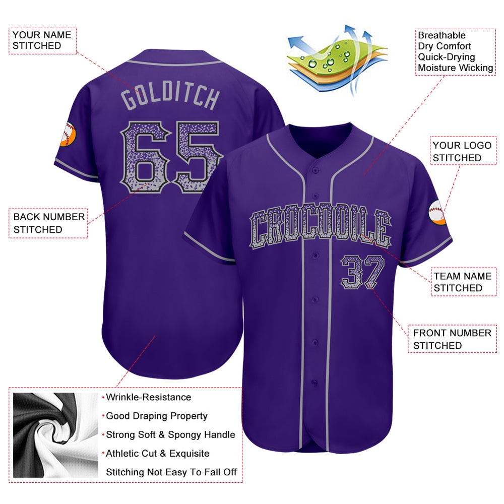 Purple Gray-Black Authentic Drift Fashion Baseball Jersey, Custom Baseball Jersey, Personalized Sport Jersey Purple Gray-Black Authentic Drift Fashion Baseball Jersey, Custom Baseball Jersey, Personalized Sport Jersey