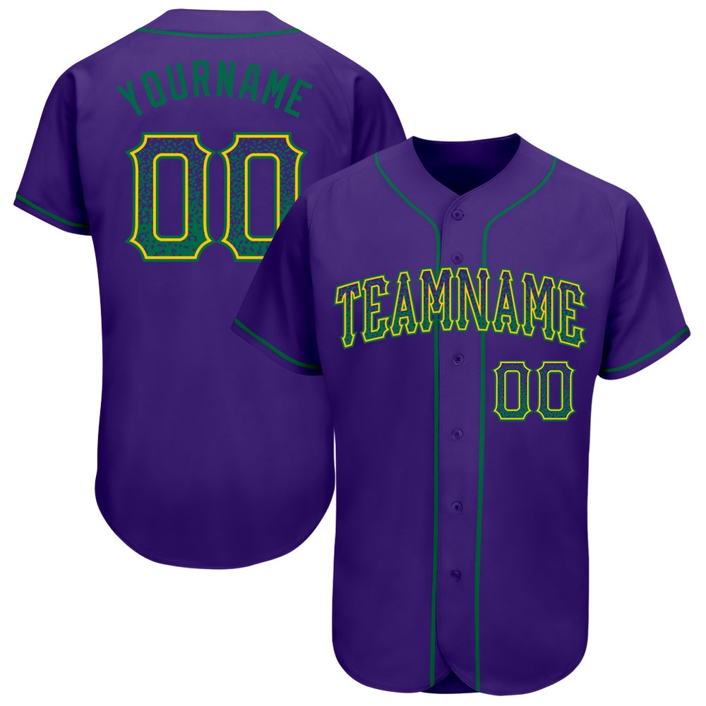 Purple Kelly Green-Gold Authentic Drift Fashion Baseball Jersey, Custom Baseball Jersey, Personalized Sport Jersey Purple Kelly Green-Gold Authentic Drift Fashion Baseball Jersey, Custom Baseball Jersey, Personalized Sport Jersey
