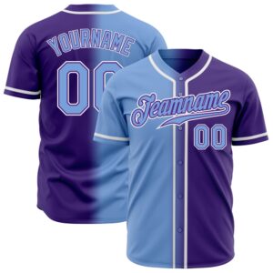 Purple Light Blue-White Authentic Gradient Fashion Baseball…