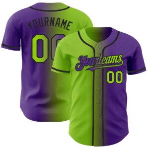 Purple Neon Green-Black Authentic Gradient Fashion Baseball…