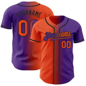 Purple Orange-Black Authentic Gradient Fashion Baseball Jersey,…