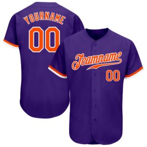 Purple Orange-White Authentic Baseball Jersey, Custom Baseball…