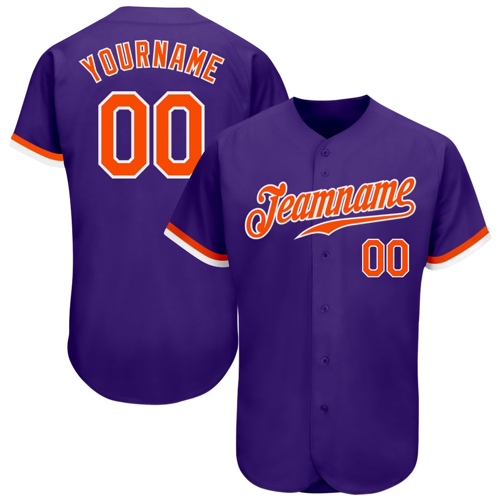Purple Orange-White Authentic Baseball Jersey, Custom Baseball Jersey, Personalized Sport Jersey Purple Orange-White Authentic Baseball Jersey, Custom Baseball Jersey, Personalized Sport Jersey