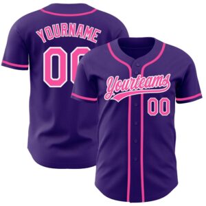 Purple Pink-White Authentic Baseball Jersey, Custom Baseball…