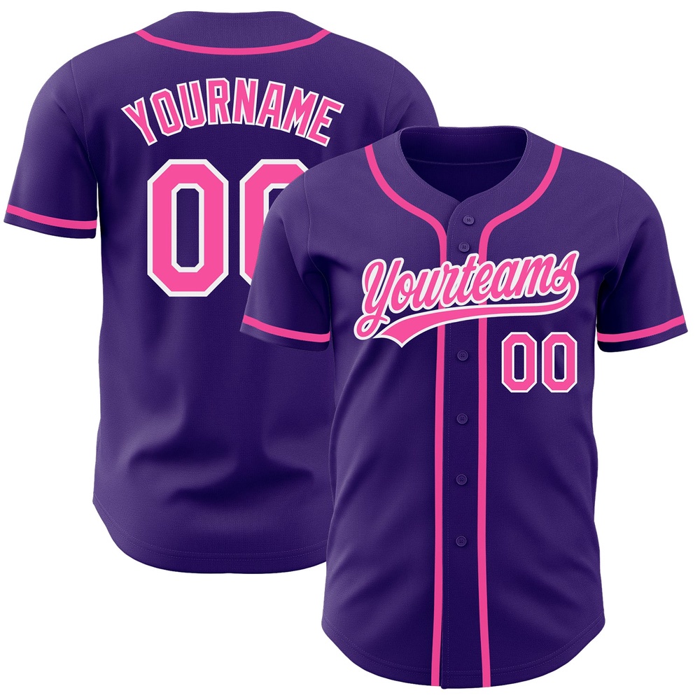 Purple Pink-White Authentic Baseball Jersey, Custom Baseball Jersey, Personalized Sport Jersey Purple Pink-White Authentic Baseball Jersey, Custom Baseball Jersey, Personalized Sport Jersey