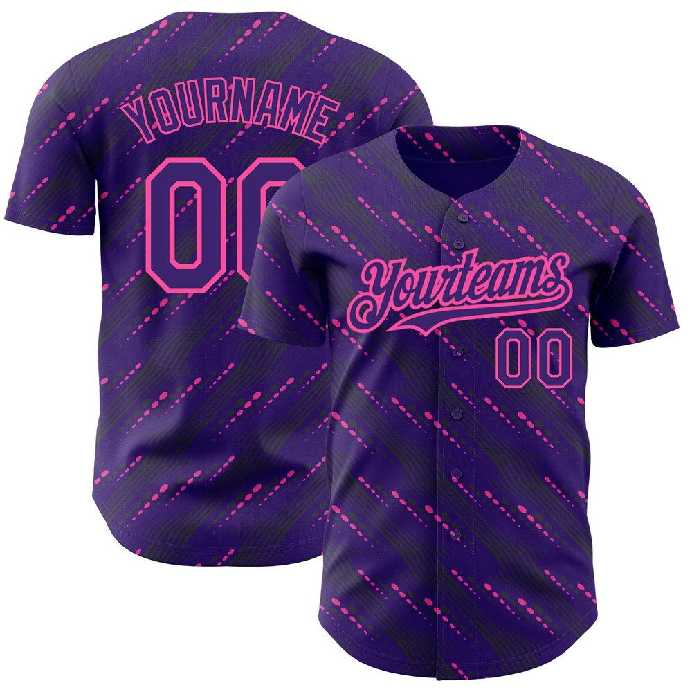 Purple Pink 3D Pattern Design Slant Lines Authentic Baseball Jersey, Custom Baseball Jersey, Personalized Sport Jersey Purple Pink 3D Pattern Design Slant Lines Authentic Baseball Jersey, Custom Baseball Jersey, Personalized Sport Jersey