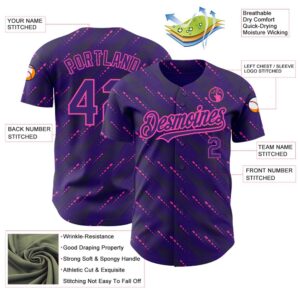 Purple Pink 3D Pattern Design Slant Lines Authentic Baseball Jersey Custom Baseball Jersey Personalized Sport Jersey 2 pdpezz.jpg