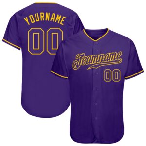 Purple Purple-Gold Authentic Baseball Jersey, Custom Baseball&hellip;