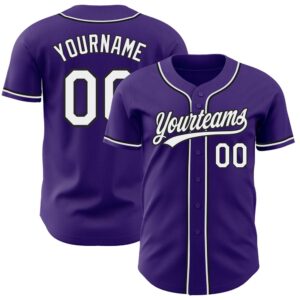 Purple White-Black Authentic Baseball Jersey, Custom Baseball…