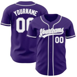Purple White-Gray Authentic Baseball Jersey, Custom Baseball…