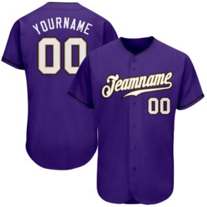 Purple White-Old Gold Authentic Baseball Jersey, Custom…
