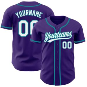 Purple White-Teal Authentic Baseball Jersey, Custom Baseball…