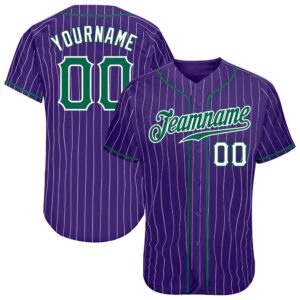 Purple White Pinstripe Kelly Green-White Authentic Baseball…