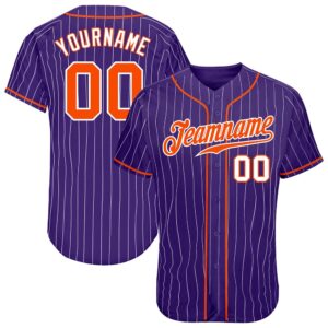 Purple White Pinstripe Orange-White Authentic Baseball Jersey,…