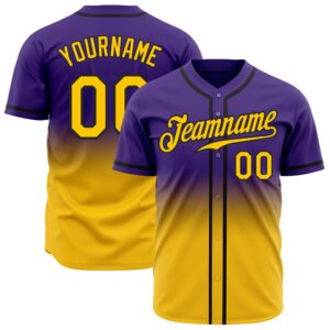 Purple Yellow-Black Authentic Fade Fashion Baseball Jersey,…