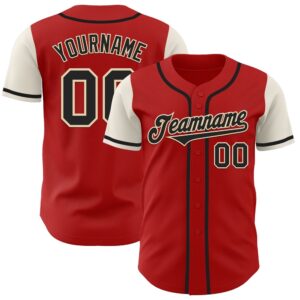 Red Black-Cream Authentic Two Tone Baseball Jersey,…