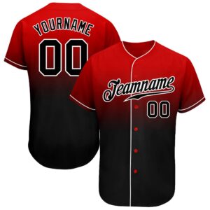Red Black-White Authentic Fade Fashion Baseball Jersey,…