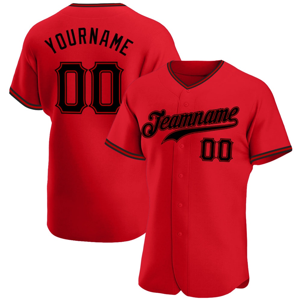 Red Black Authentic Baseball Jersey, Custom Baseball Jersey, Personalized Sport Jersey Red Black Authentic Baseball Jersey, Custom Baseball Jersey, Personalized Sport Jersey
