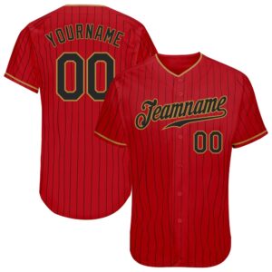 Red Black Pinstripe Black-Old Gold Authentic Baseball…