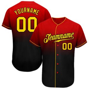 Red Gold-Black Authentic Fade Fashion Baseball Jersey,…