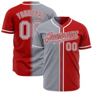 Red Gray-White Authentic Gradient Fashion Baseball Jersey,…